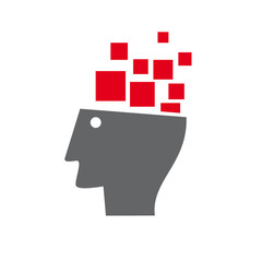 Vector logo digital generation, head and pixel