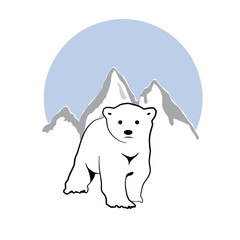 Vector logo white bear in mountain