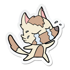 sticker of a cartoon crying wolf