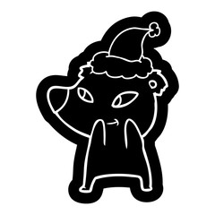 cute cartoon icon of a bear wearing santa hat