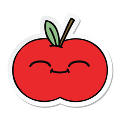 sticker of a cute cartoon red apple