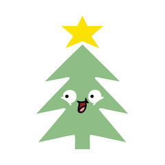 Fototapeta premium flat color retro cartoon christmas tree