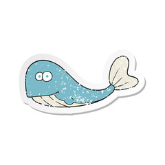 retro distressed sticker of a cartoon whale