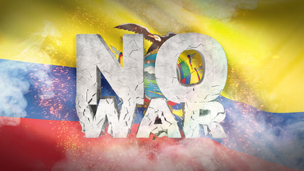 No war concept. Flag of Ecuador. Waved highly detailed fabric texture. 3D illustration.