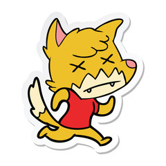 sticker of a cartoon dead fox