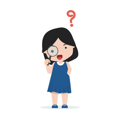 Small girl  Looking Through a Magnifying