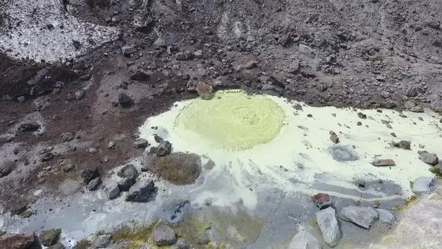 Mutnovsky Volcano. Fumaroles. Thermal area in the crater of Mutnovsky volcano.