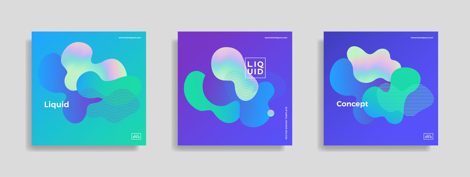 Trendy design templates with fluid gradient shapes
