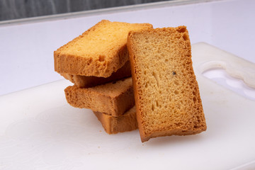 Fototapeta na wymiar baked milk or suji rusk or toast