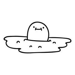 quirky line drawing cartoon fried egg