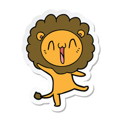 sticker of a happy cartoon lion