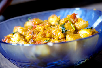 Homemade Spicy Vegan made from banana, kele ki sabji