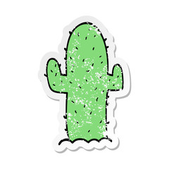 distressed sticker of a cartoon cactus