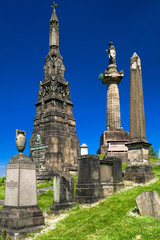 Old graves at Glasgow Necropolis - Victorian cemetery, Scotland