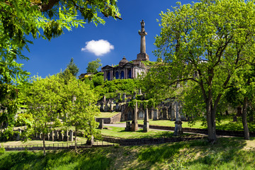 Old graves at Glasgow Necropolis - Victorian cemetery, Scotland