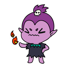 cartoon of cute kawaii vampire girl