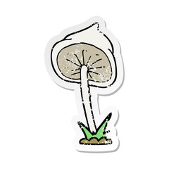 retro distressed sticker of a cartoon mushroom