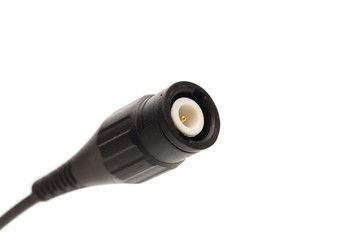 connector BNC isolated on white background, close up view