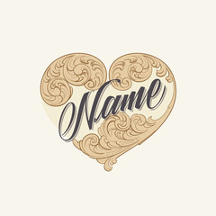 Vintage Heart With Name