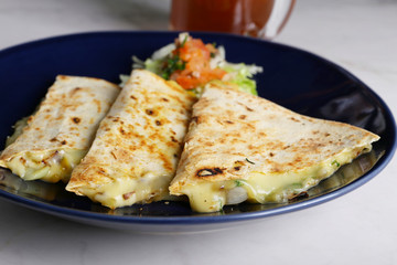 Quesadilla with cheese,mushroom and onions 