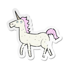retro distressed sticker of a cartoon unicorn