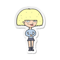 sticker of a cartoon sly woman