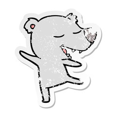 distressed sticker of a cartoon bear
