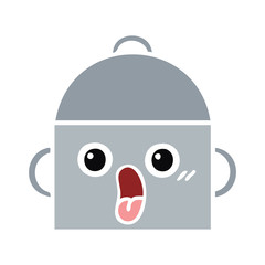 flat color retro cartoon cooking pot