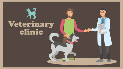 Pet Clinic Flat Web Banner Vector Color Template