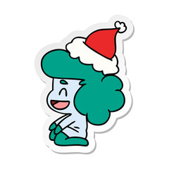 christmas sticker cartoon of kawaii ghost