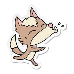 sticker of a howling wolf cartoon