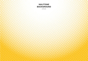 Abstract yellow halftone radial effect on white background. Vintage or retro graphic style.