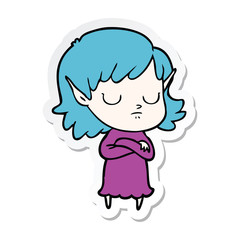 sticker of a cartoon elf girl