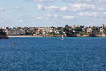 Fototapeta premium View from the ramparts at the town of Dinard. Saint Malo, Brittany, France