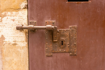 Latch of a door and key hole in ancient rome