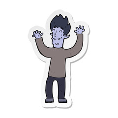 sticker of a cartoon happy vampire man