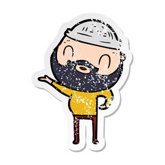 distressed sticker of a cartoon bearded man