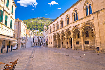 Fototapeta na wymiar Tourist stone street in Dubrovnik morning view