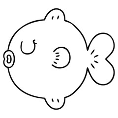 quirky line drawing cartoon fish