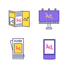 Advertising channels color icons set