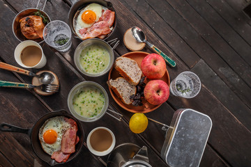 アウトドア料理　Outdoor lunch at the cottage