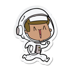 sticker of a happy cartoon astronaut