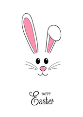 Hand drawn Easter bunny with wishes. Vector