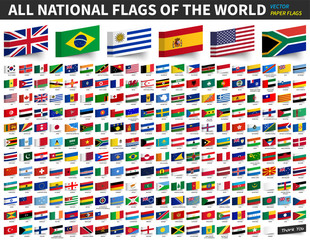 All national flags of the world . Adhesive paper flag design . Vector © stockdevil
