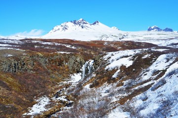 View with a waterfall in iceland