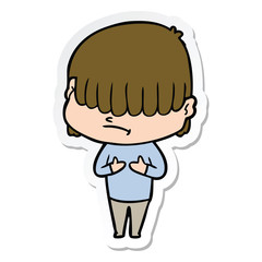sticker of a cartoon boy with untidy hair