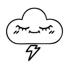 line drawing cartoon thunder cloud
