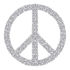 Vector logo peace with foliage. Isolated on white background.