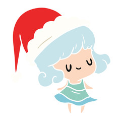 christmas cartoon of kawaii girl