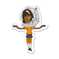 sticker of a cartoon woman wearing space helmet